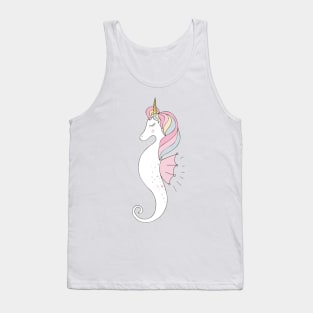 Pastel Rainbow Unicorn Seahorse with Stars, Pearls and Hearts Tank Top